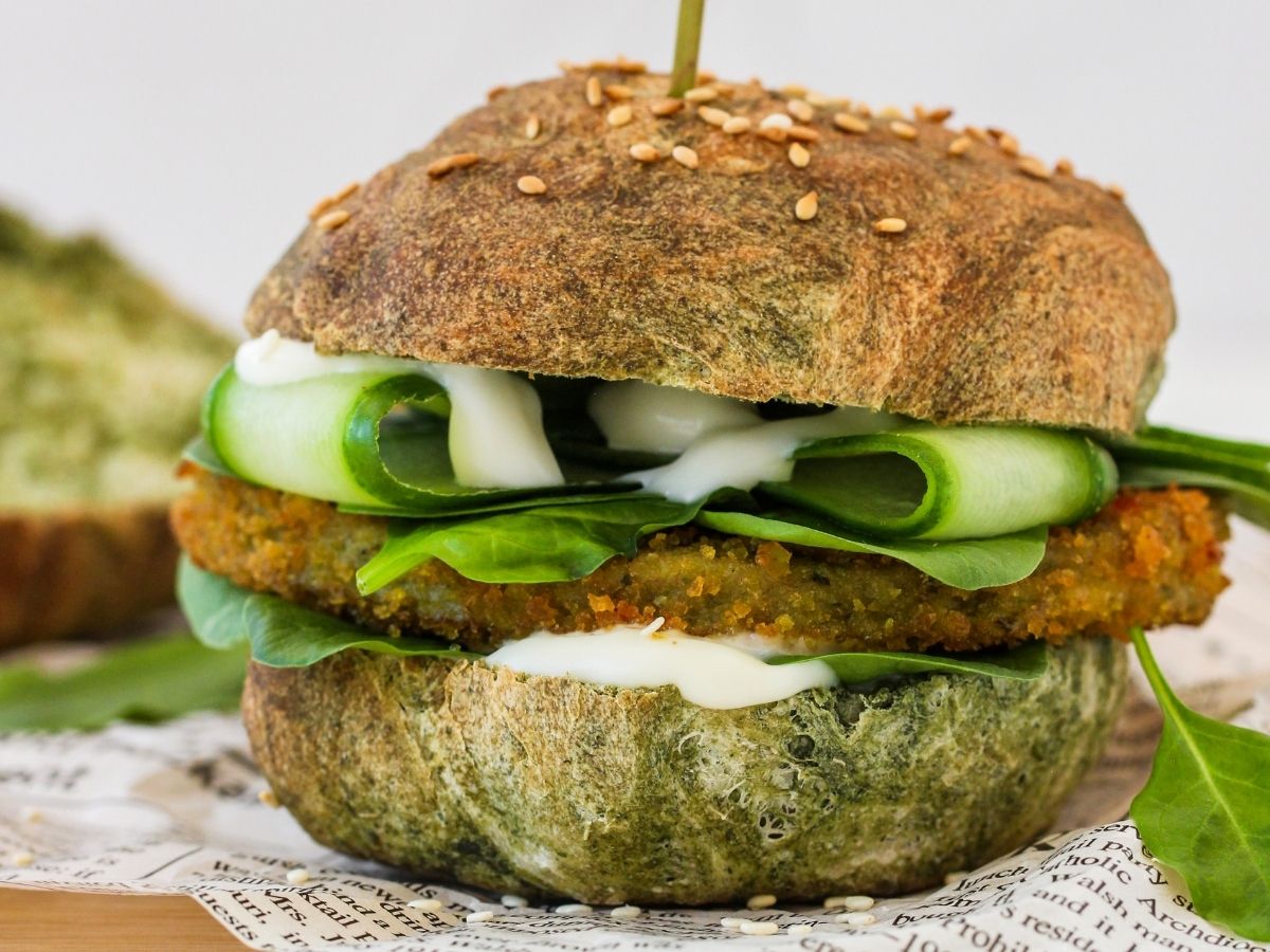 groene burger met spinazie broodjes