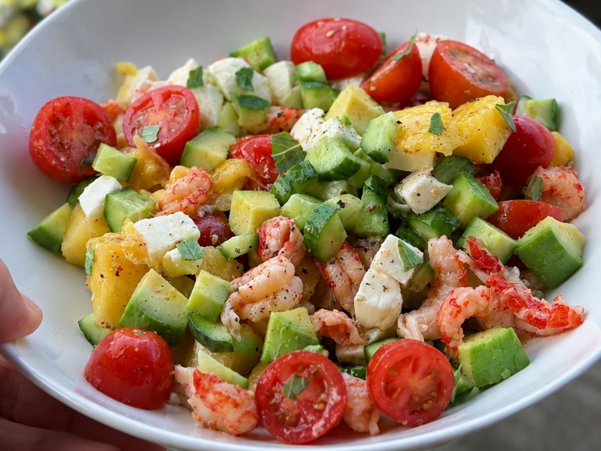 zomerse salade met rivierkreeftjes